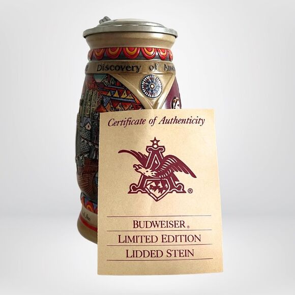 1989 Anheuser-Busch Budweiser Ceramic Collectible Pewter Lidded Stein - New - Picture 3 of 7